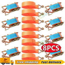 8X Heavy Duty Ratchet Ties Down Straps 40mm 6-Meter Lashing Cargo Luggage 3000KG
