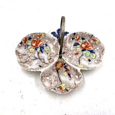 Vintage Corona Ware Divided Serving Dish Brass Handle 3 Section