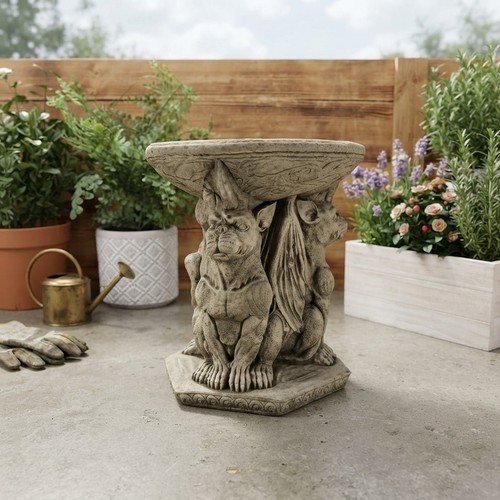Stone garden gargoyle - garden, bird