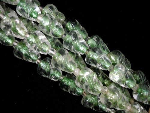Glass beads clear - glass, clear/mint