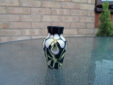MOORCROFT POTTERY  MINIATURE FLORAL  VIOLET PATTERN VASE .2005