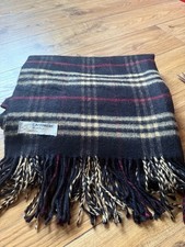 Brand new Womens cashmere black large checked fringed scarf shawl pashmina wrap