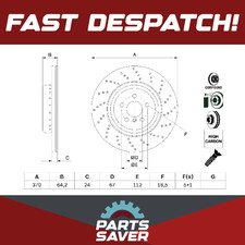 Brake Disc Single Vented fits BMW 530D G30, G31 3.0D Rear Right 2016 on 370mm