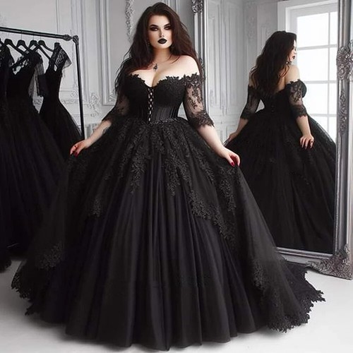 2026 gothic black wedding - black,