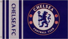 CHELSEA FC FLAG 5' x 3' CFC FOOTBALL FAN FLAG WM NEW OFFICIAL LICENSE