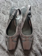 Silver Small Heel Strap Shoes