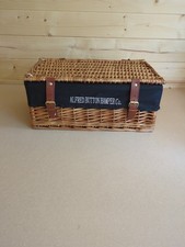 Alfred Button Medium Wicker Willow Weaved Hamper Lined Storage Basket Christmas 