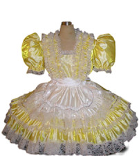 Sissy maid satin yellow dress