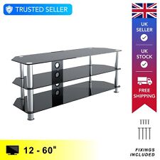 Glass TV Floor Stand Unit, Up To 60" TVs, Choice of Finishes, Glass Shelving