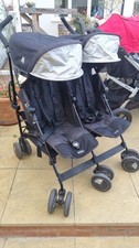 MacLaren Twin Techno Double Stroller Buggy Black with rain cover 