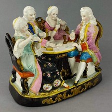 Conta & Boehme Porcelain Antique c1880 Figurine / Inkwell Cover Card Players