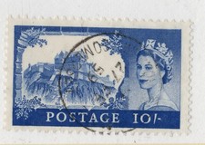 1955-58 CASTLE 10/- St EDWARDS CROWN WMK FINE USED SG538