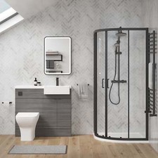 Complete 1100mm Anthracite Vanity WC Black Offset Quad Shower Suite LH 1000x800