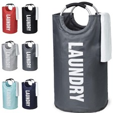 82L Foldable Fabric Laundry Basket Collapsible Clothes Hamper Bag Washing Bin