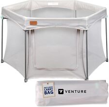 Venture Joy Foldable baby Playpen Zip Door, Mat, Mesh Walls, Travel bag 135 x135