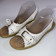 Cushion Walk Ladies Sandals White with Buckle Detail UK 6