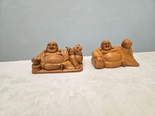 Pair Of Vintage Chinese Laughing Buddha's Sitting 6" wide