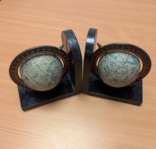 Vintage Wooden Spinning Globe Bookends