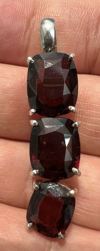 925 silver garnet dangle - silver,