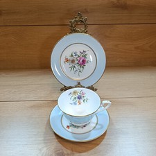 Royal Worcester Miranda Blue Cup, Saucer and Plate Trio