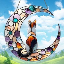 Calico Cat Moon Suncatcher