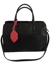 Lulu Guinness Medium/Large Black Grain Leather Satchel Bag