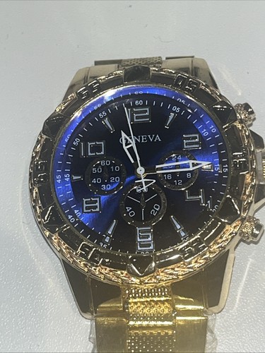Men geneva gold tone - men’s, blue