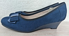 NEW - Damart Navy Suede Wedge