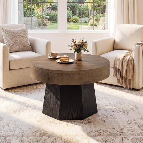 Solid wood round coffee - solid,