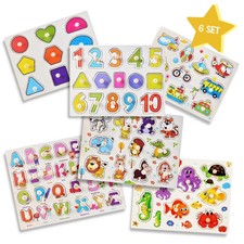 6 Pack Wooden Puzzle Baby Kids
