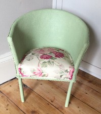 RARE VINTAGE CHILD SIZED  SIRROM, LLOYD LOOM STYLE CHAIR, LAURA ASHLEY FABRIC.