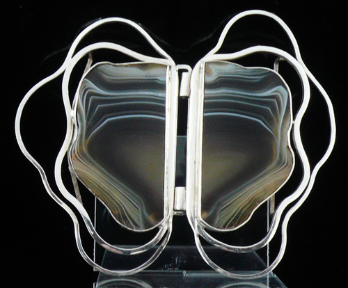 Sterling silver agate nurses - silver,