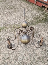 Large Six Branch Brass Flemish Chandelier Spares Or Repair