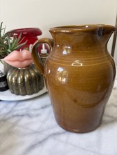 Large Vintage Brown Serving Jug Flower Arranging Pottery ceramic, kitchen decor 