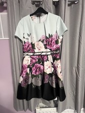 Multicoloured Ted Baker Dress With Capped Sleeves Size 5 Pre-owned