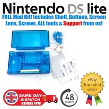 Clear Blue Replacement Housing Shell FULL MOD KIT for Nintendo DS Lite NDSL