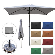 2x3m Garden Parasol Sun Shade Umbrella Rectangular Tilt Crank Base Cover Fabric