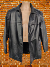THOMAS NASH BLACK JACKET COAT MEDIUM LARGE LEATHER MENS SINGLE BREASTED LINED