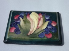 Vintage  Moorcroft rectangular lid plaque floral berries & foliage design SIGNED