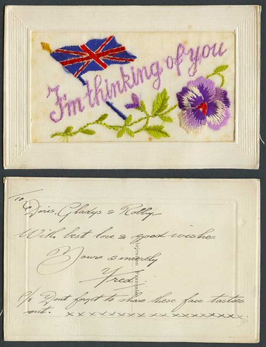 Ww1 silk embroidered old - embroidered,
