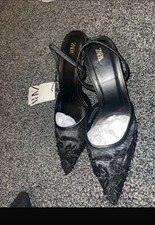 Black Zara Mesh Heels