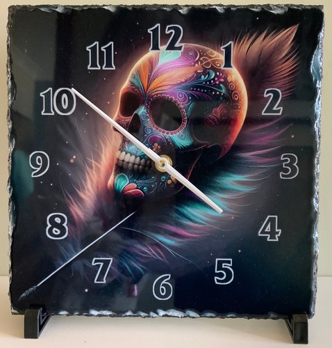 Clock wall 31x31x2 7cm slate - wall,