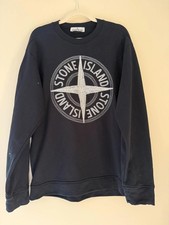 Stone island navy fully embroidered front logo jumper size L Large