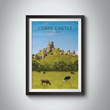 Corfe Castle Travel Poster -