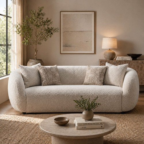 Seater boucle fabric sofa - 3,