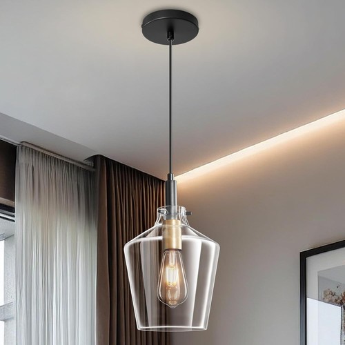 Glass pendant light - light,, black