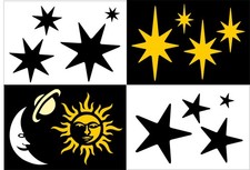 SET of FOUR A5 STENCILS stars