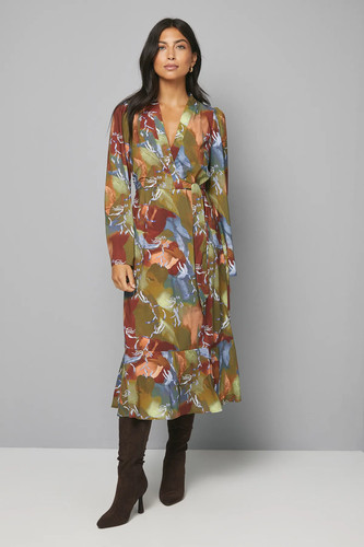 Wallis rust fit flare dress - fit,