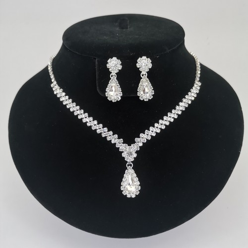 Silver necklace and earring - silver,