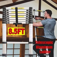 8.5FT Telescopic Ladder Aluminium Extendable Step Multi Purpose Extension Ladder